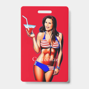 Crachá Modelo de Fitness de Biquíni Patriota Thunder_Cove