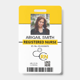 Crachá Modelo de foto amarelo de enfermeiro registrado RN