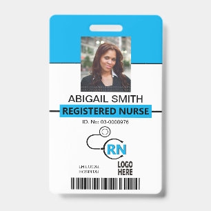 Crachá Modelo de foto azul de enfermeiro registrado RN