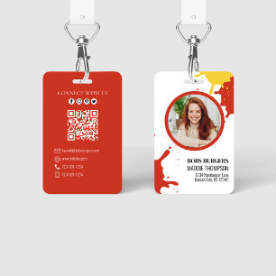 Crachá Modelo de Foto de Código QR para Burgers de Negóci