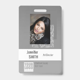 Crachá Modelo de foto do logotipo simples de Cinza simple