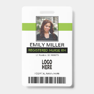 Crachá modelo de foto em verde lima de id de funcionário