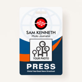 Crachá Modelo de Fotografia de Ondas de Curvatura Azul Gl