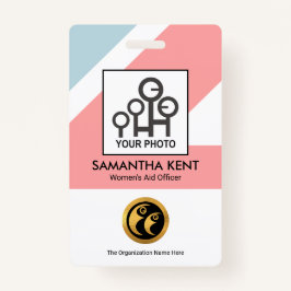 Crachá Modelo de Fotografia Médica de Retângulos Azuis Ch