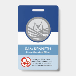 Crachá Modelo de Fotografia Redonda de Coluna Azul Corpor