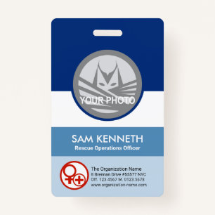 Crachá Modelo de Fotografia Redonda de Coluna Azul Corpor