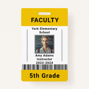 Crachá Modelo de ID do professor universitário com código