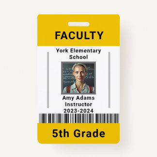 Crachá Modelo de ID do professor universitário com código