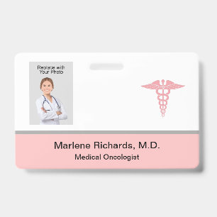 Crachá Modelo de identificação médica de oncologia