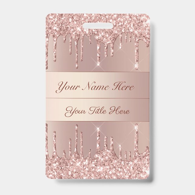 Crachá Modelo de Insígnia Rose Gold com Texto de Nome Per (Frente)