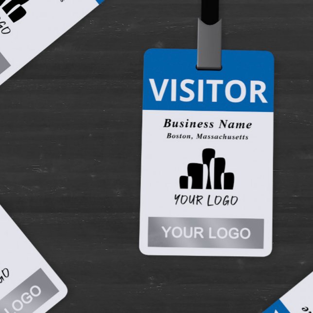 Crachá Modelo de Logos do Visitante 2 Azul Branco Limpo (Criador carregado)
