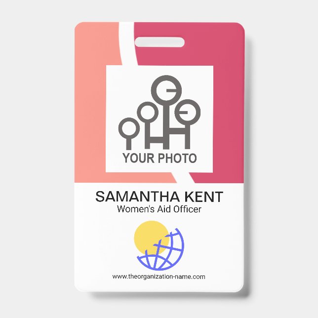 Crachá Modelo de Nome da Empresa Red Shade Waves (Frente)