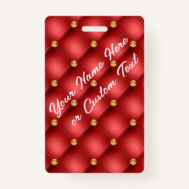 Crachá Modelo de Nome de Texto Personalizado do Gemstone  (Frente)