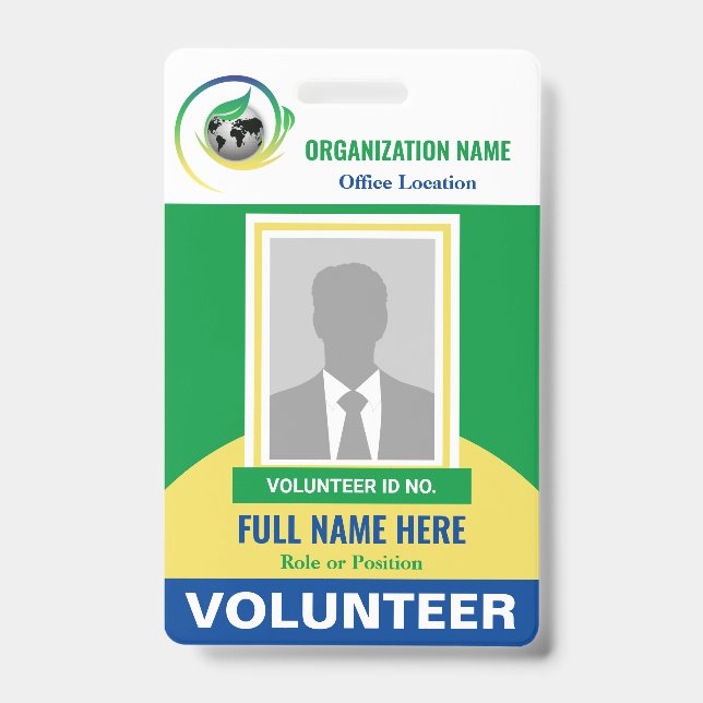 Crachá Modelo de qualquer cor da ONG Photo Volunteer Non- (Frente)