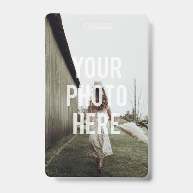 Crachá Modelo de texto de imagem de foto em branco Crie o (Frente)