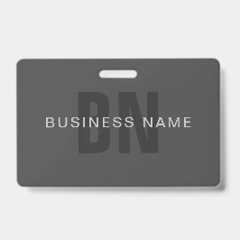 Crachá Modelo Monograma Editável Cinza