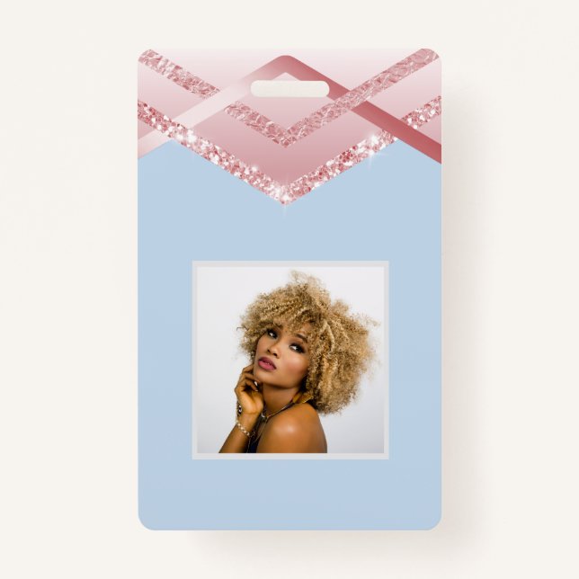 Crachá MODELO Rosegold Glitter (Frente)