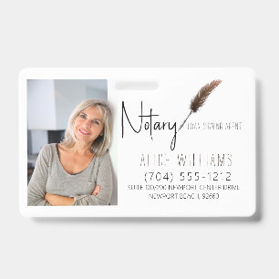 Crachá Modern Brown & White Notary Photo Business