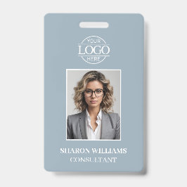 Crachá Modern Dusty Blue Minimalist Employee Photo