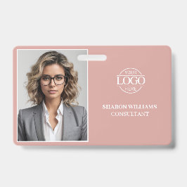 Crachá Modern Elegant Simple Dusty Rose Employee Photo ID