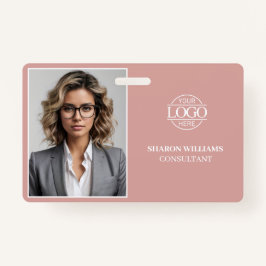 Crachá Modern Elegant Simple Dusty Rose Employee Photo ID