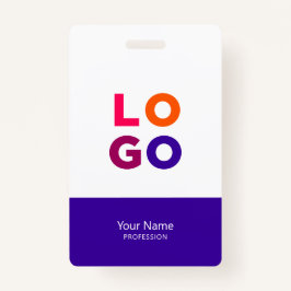 Crachá Modern Employee Logo, Photo, Qr Code, Name Indigo