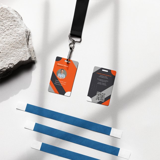 Crachá Modern Employee Photo ID Company Security QR (Criador carregado)