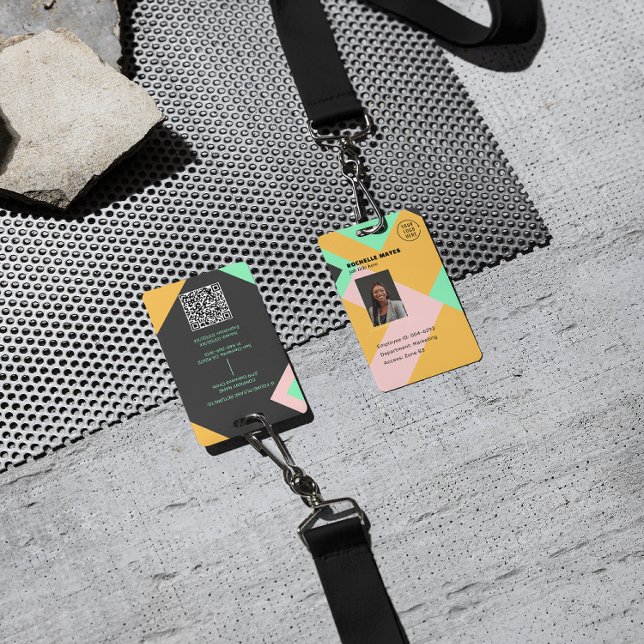 Crachá Modern Employee Photo ID Company Security QR (Criador carregado)