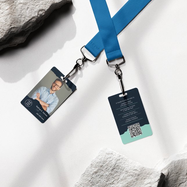 Crachá Modern Employee Photo ID Company Security QR (Criador carregado)