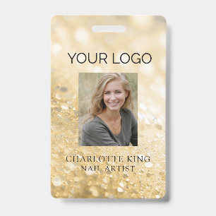 Crachá Modern Glitter Employee Photo ID Badge