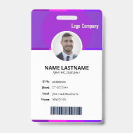 Crachá Modern ID Identification Card Photo Badge