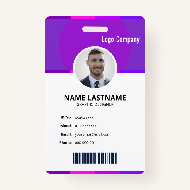 Crachá Modern ID Identification Card Photo Badge (Frente)