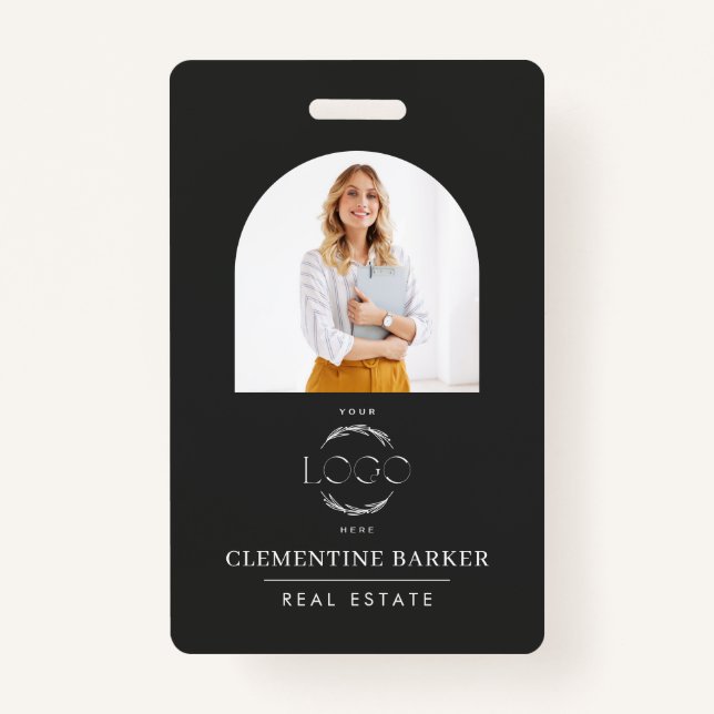 Crachá Modern Realtor Name Badge with Photo Arch Elegant (Frente)