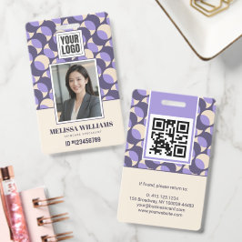 Crachá Modern Retro Lavender Geometric Photo ID Badge