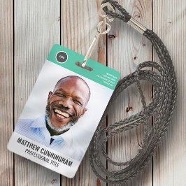 Crachá Modern Round Logo  Employee Photo Name Barcode