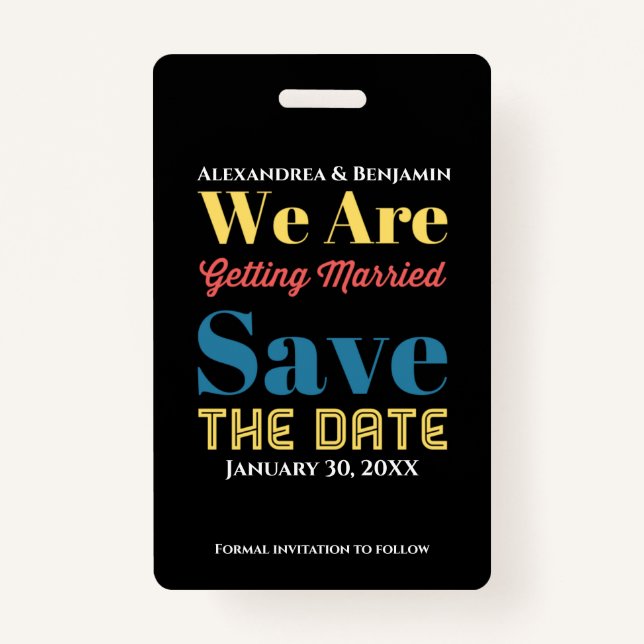 Crachá Moderno Salve O Cartão De Anúncio De Data (Frente)