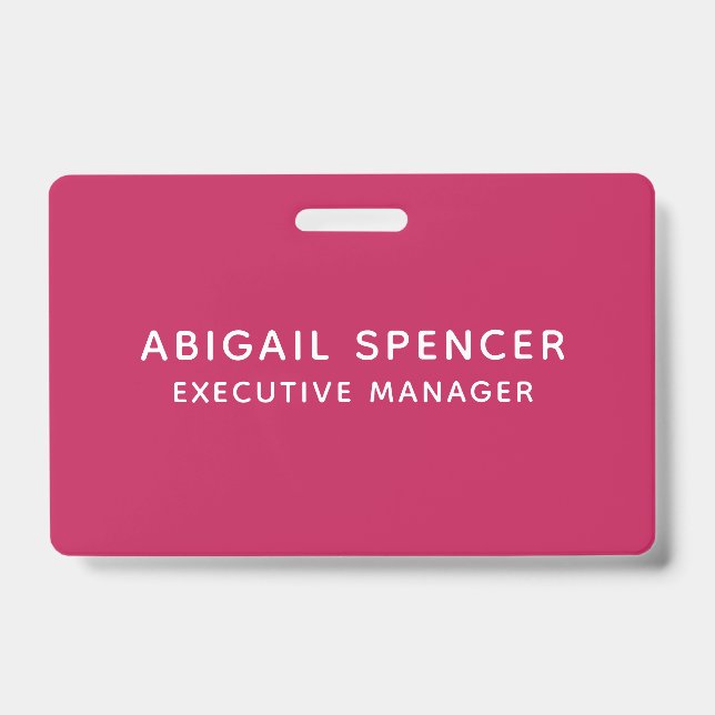 Crachá Moderno Simples Clássico Profissional Rosa Vermelh (Frente)