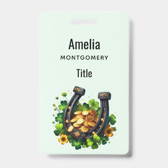 Crachá Moedas Douradas e Fecho de Ferradura Sortudo (Frente)