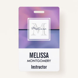 Crachá Monograma de Abstrato Roxo e Rosa Modernos