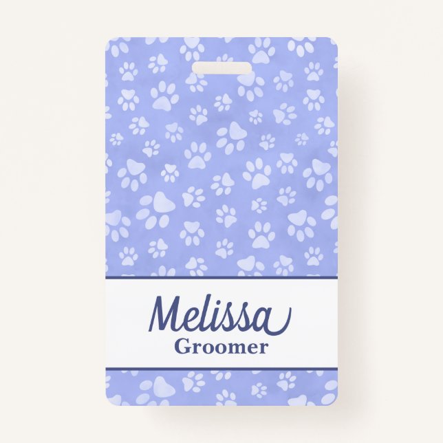 Crachá Monograma de impressão azul claro e branco (Frente)