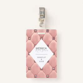 Crachá monograma luxuoso rosa dourado tufado