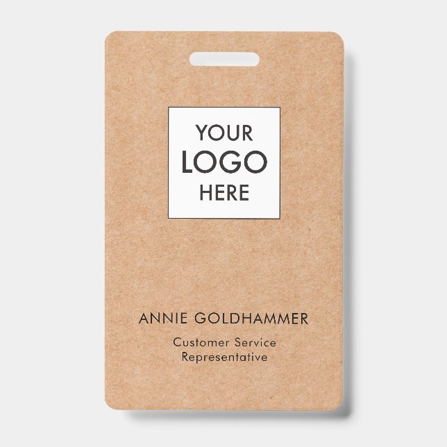 Crachá Monograma Minimalista Preto e Branco em Kraft (Frente)