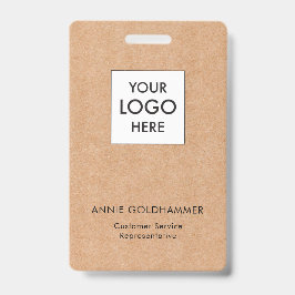 Crachá Monograma Minimalista Preto e Branco em Kraft