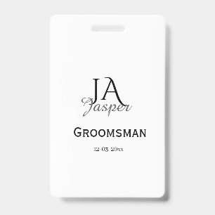 Crachá Monograma personalizado padrinho melhor homem nome