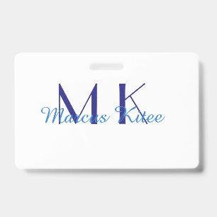 Crachá monograma simples minimalista personalizado nome a
