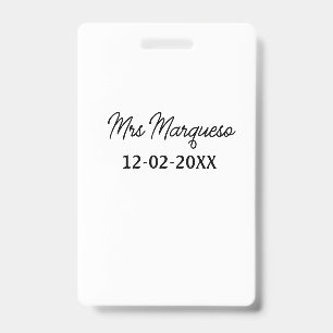 Crachá monograma simples minimalista sra Sr nome data ano