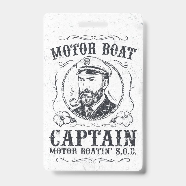 Crachá Motor Boat Captain Funny Pontoon Boating (Frente)