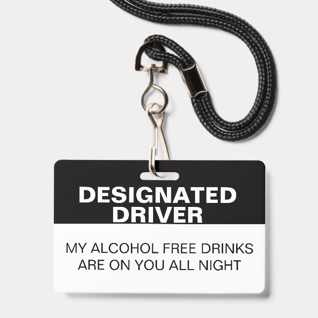 Crachá Motorista Designado Personalizado Sem Álcool (Frente com cordão)