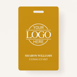 Crachá Mustard Yellow Custom Business Logo Employee ID