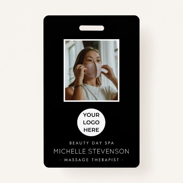 Crachá Na moda Photo Funcionário Preto (Frente)